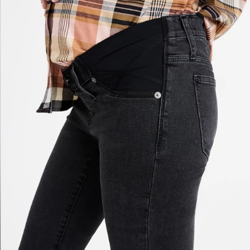Madewell Maternity Side Panel Black Skinny Jeans Adjustable Berkeley size 27